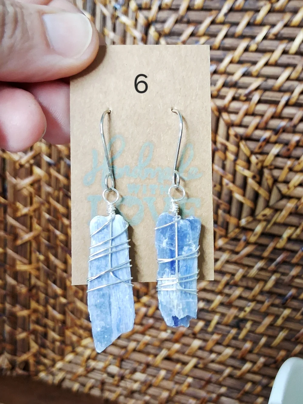 Raw Blue Kyanite Wire-Wrapped Dangle Earrings — Gold or Silver